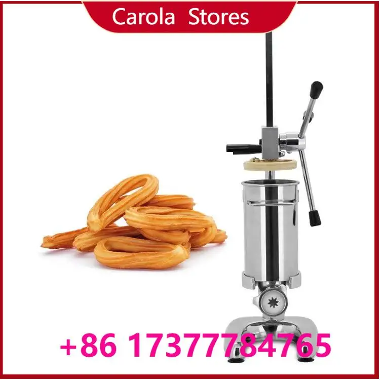 Máquina Manual Vertical de Acero Inoxidable de 2L para Rellenar Churros Españoles, Mini Máquina para Hacer Churros para Tiendas de Snacks y Postres, para Palitos de Masa Frita