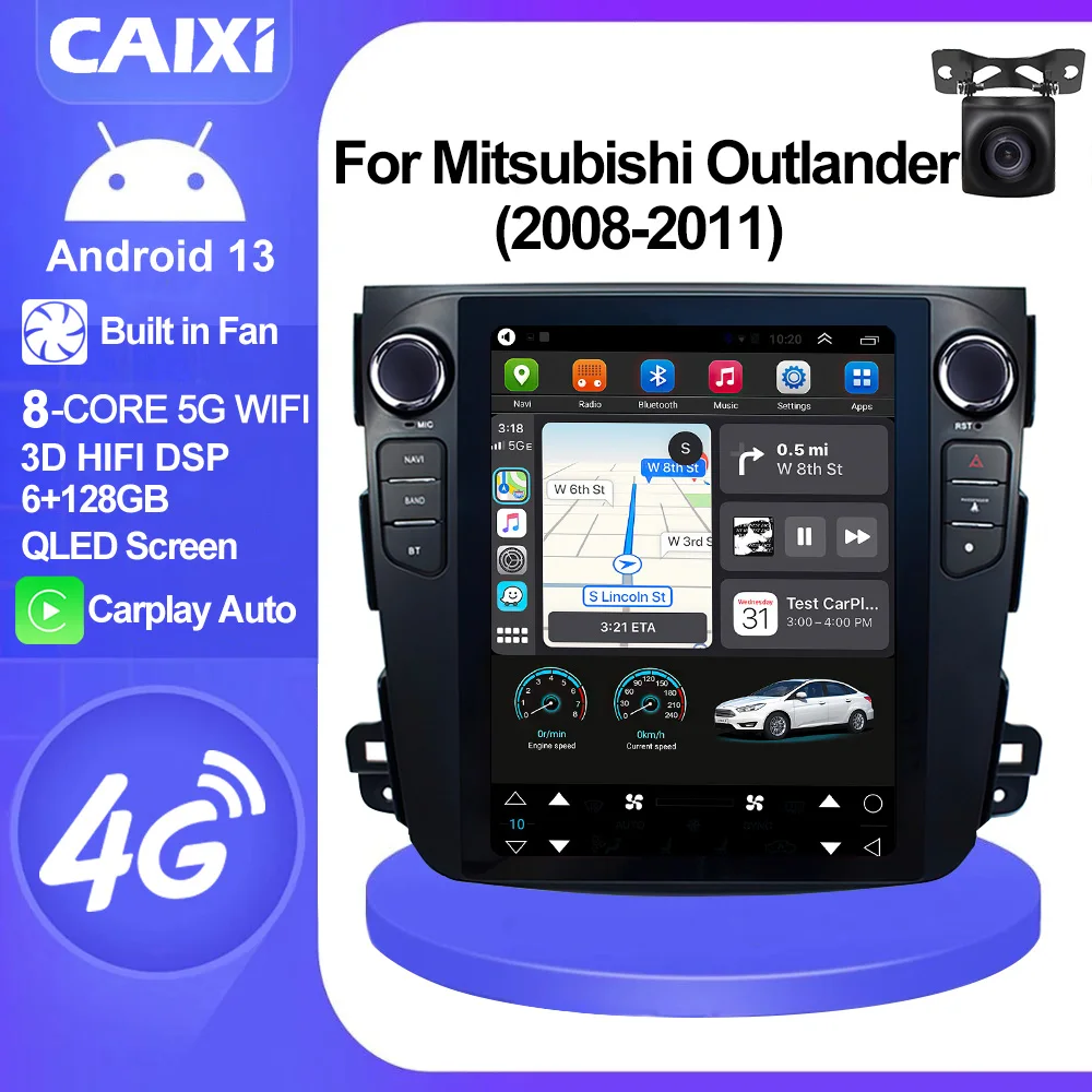 CAIXI GX9 2Din Android 13 Car Radio For Mitsubishi Outlander Xl 2 2008-2011 Multimidia Carplay Stereo GPS 9.7