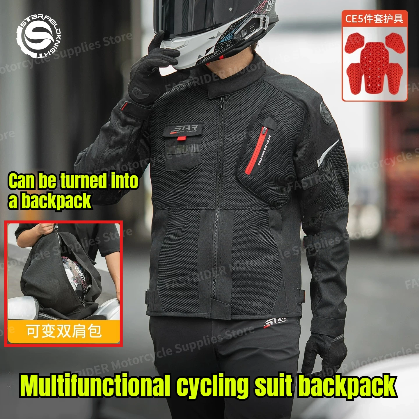New Motorcycle Riding Clothes Deformable Backpack Helmet Spring and Summer Breathable Men's Models