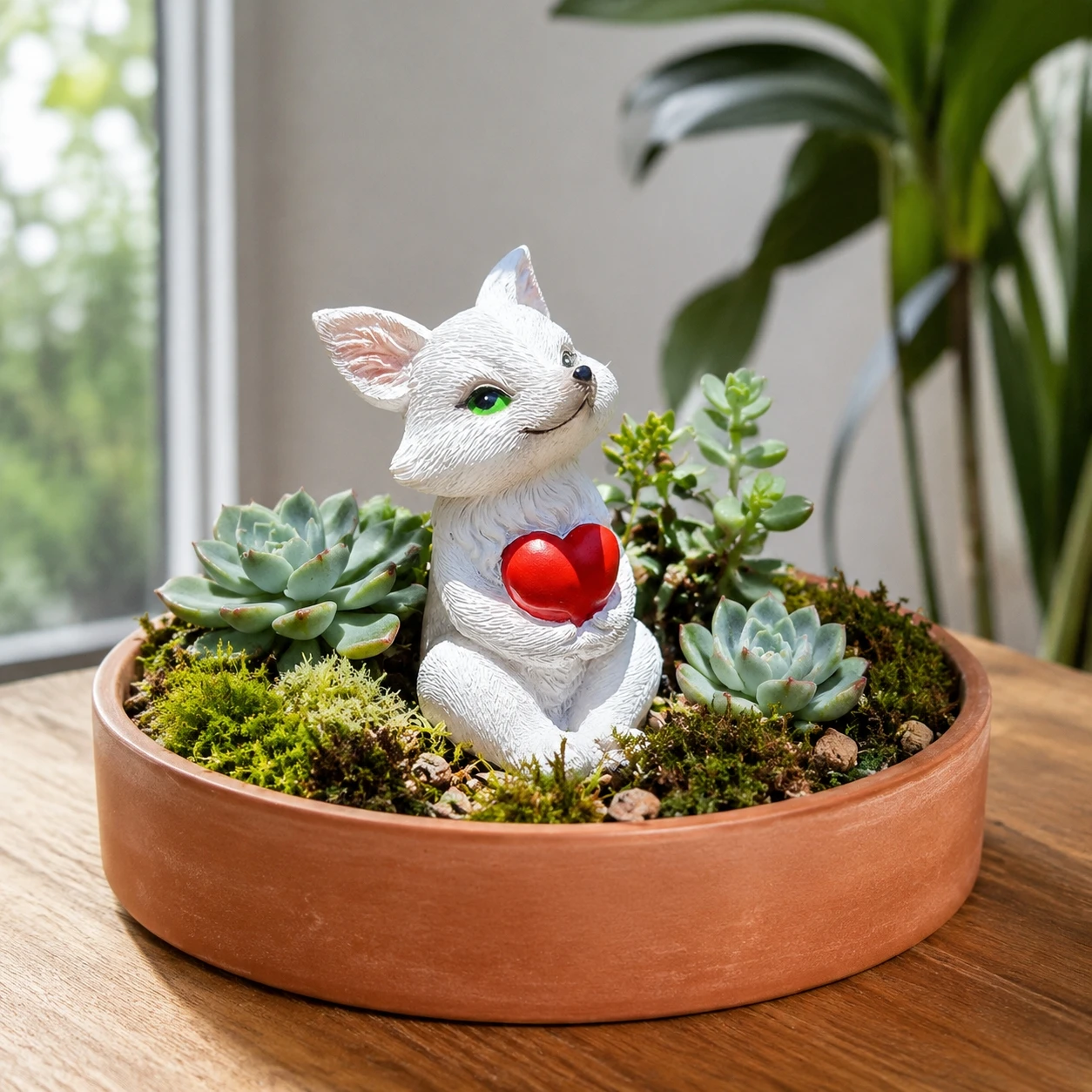 Lovely Resin Fox Figurine, Mini Animal Statue for Succulent Pot Garden Decor, Micro Landscape Ornament, Home Tabletop Gift
