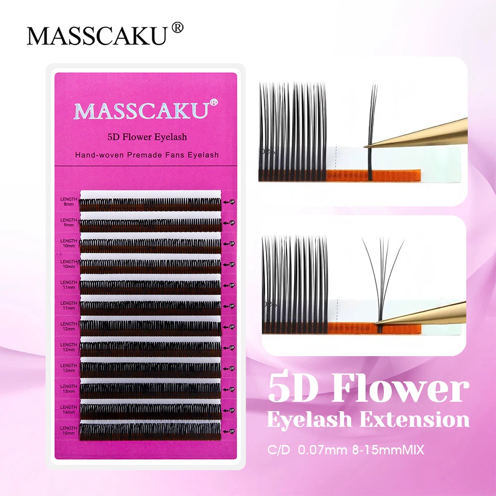 

12 Lines New 5D Flora False Eyelashes 0.07mm Thickness Natural Matte Black Full Dense Flowering Eyelash Extensions from MASSCAKU