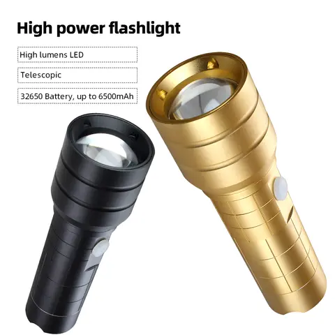 Zoom Flashlight Spotlight Led Flashlight Rechargeable Type-c Torch 5000LM High Power Flashlight Camping  Hunting Searchlight