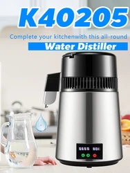 Destilador de agua de 4 L, destilador de agua pura de 1,1 galones con pantalla de temperatura Dual, máquina de agua destilada de 750W