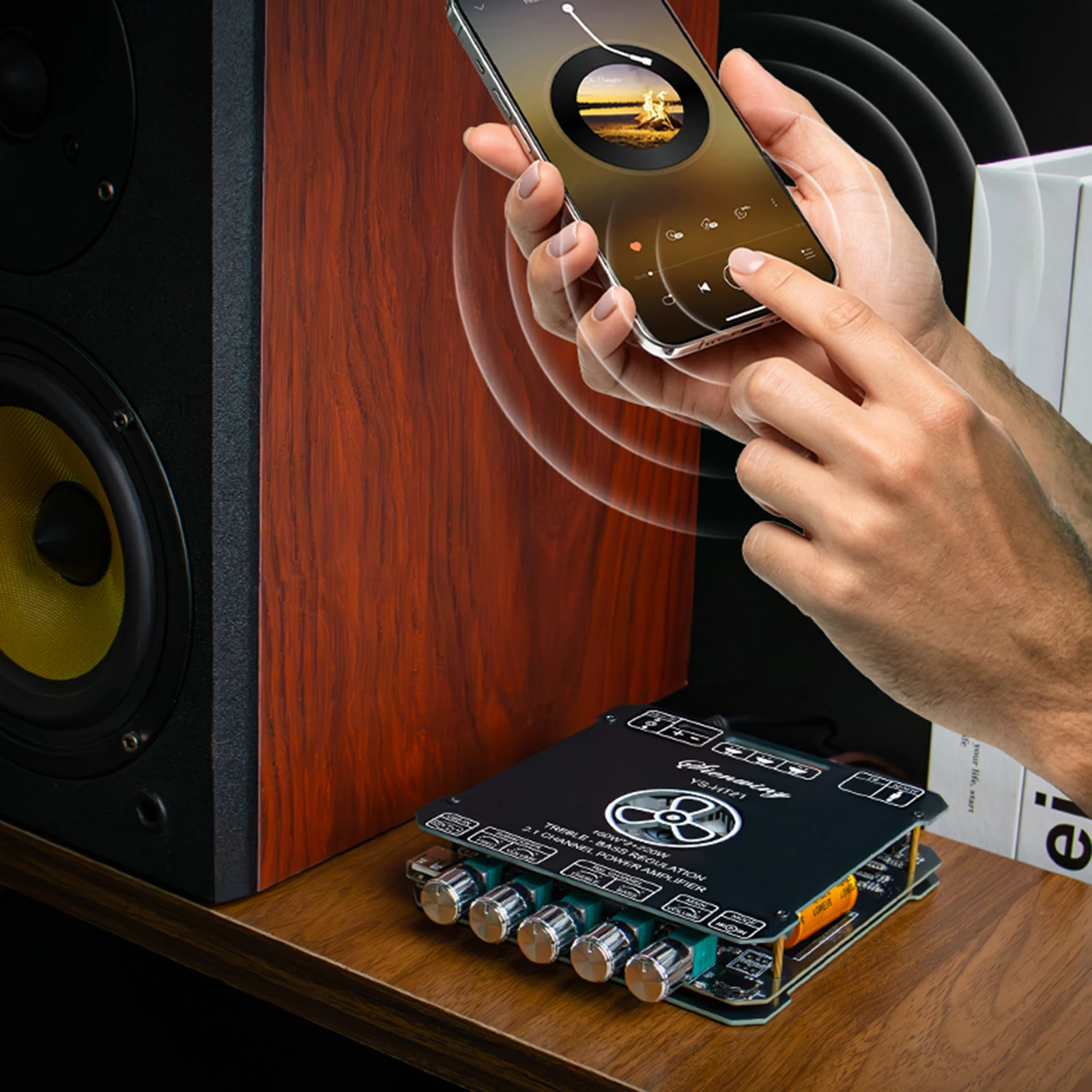 Verbessertes YS-HT21 2.1-Kanal Kabelloses Subwoofer-Verstärkerboard BT5.1 TWS AUX USB 2x160W+220W DC15-36V 4-8Ohm Lautsprecher-Verstärkermodul – Detail 4