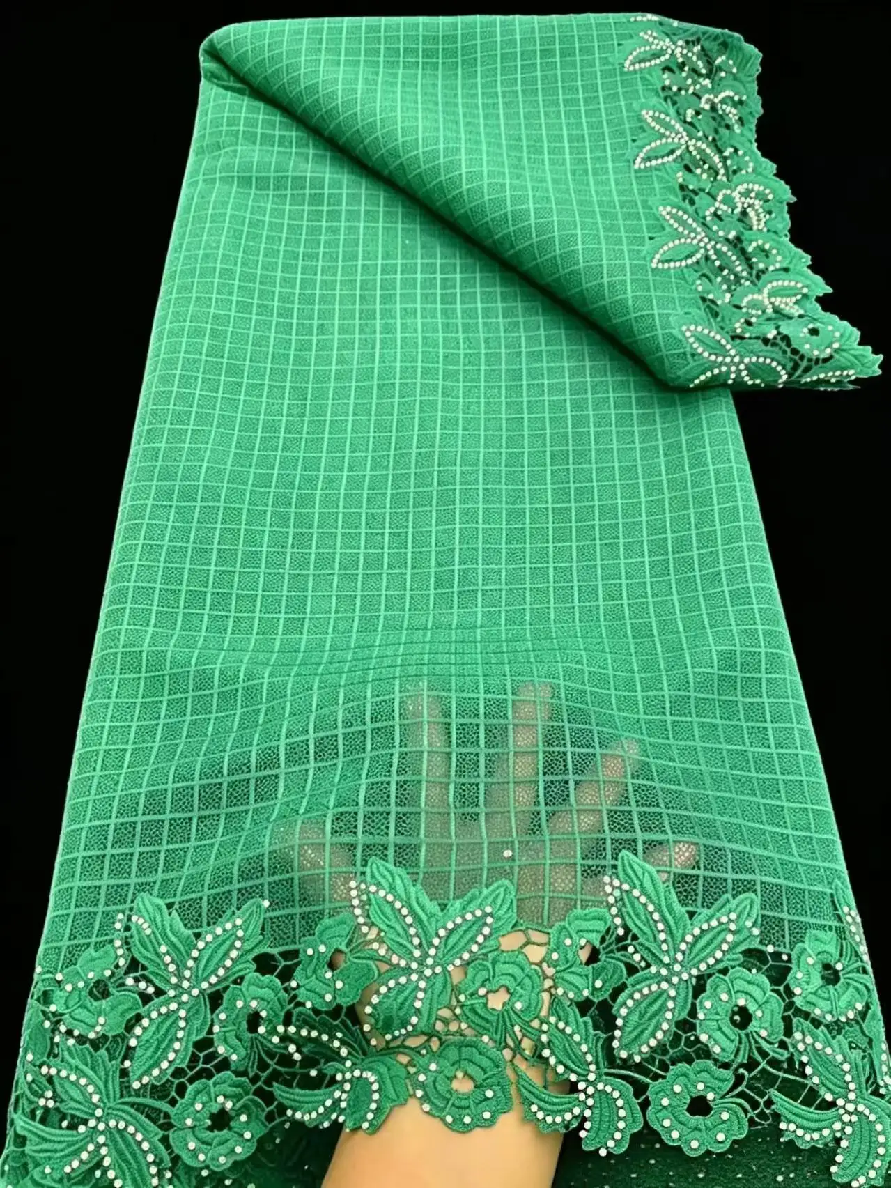 

Nigerian Guipure Cord Lace Fabric 2026 High Quality 5Yards Water Soluble Knitted African Lace Fabric Party Dress for Women Sew