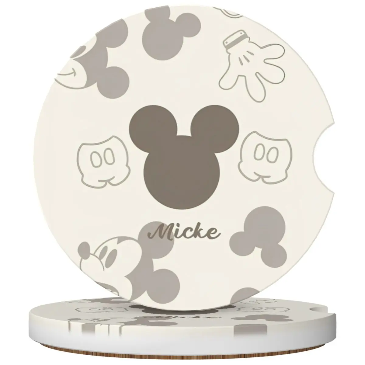 

Cartoon Mickeys Mouse Car Cup Holder Coaster Insert Universal Non-Slip 2PCS Ceramic Cup Holders Accessories Interior