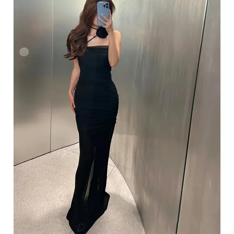 Women's Long Dress Summer Sexy Black Vintage Autumn Sleeveless Female Party Evening Elegant and Pretty Women's Dresses Vestidos