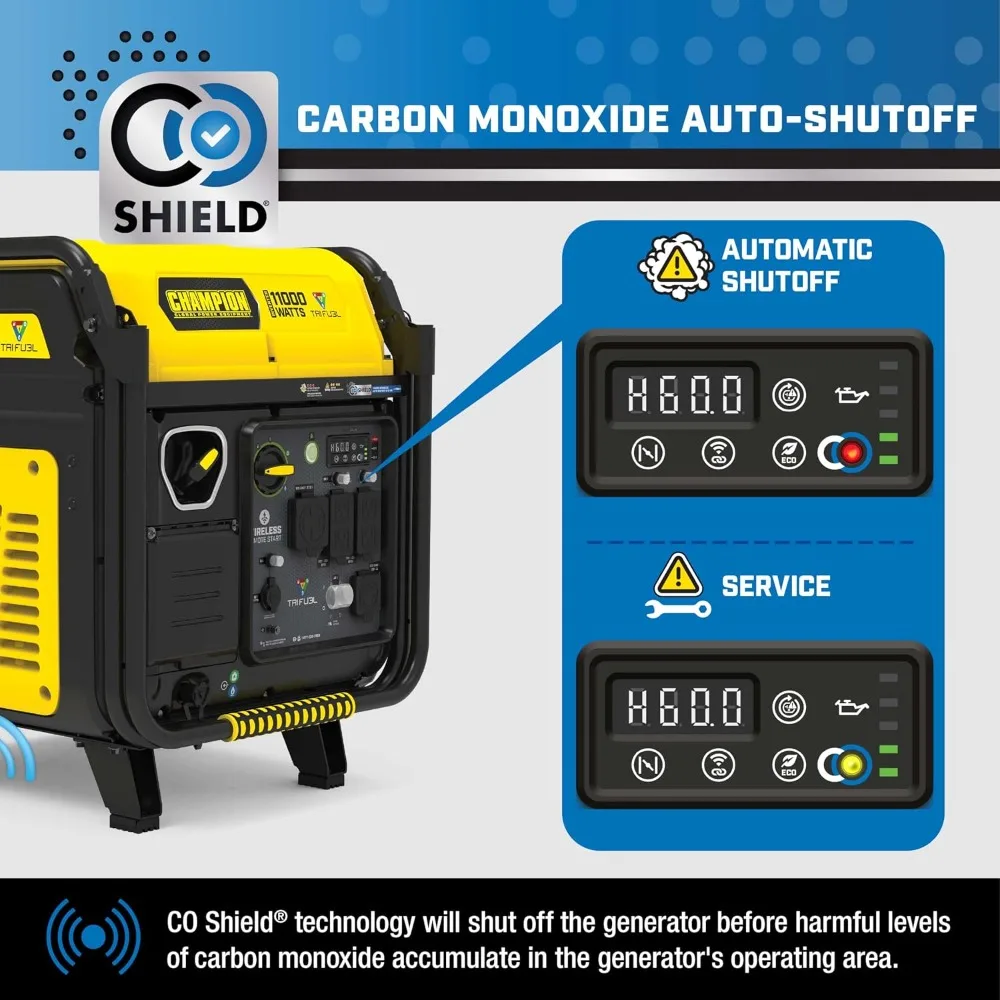 11,000-Watt Tri Fuel Portable Inverter Generator with Remote Start for Home Backup and Camping