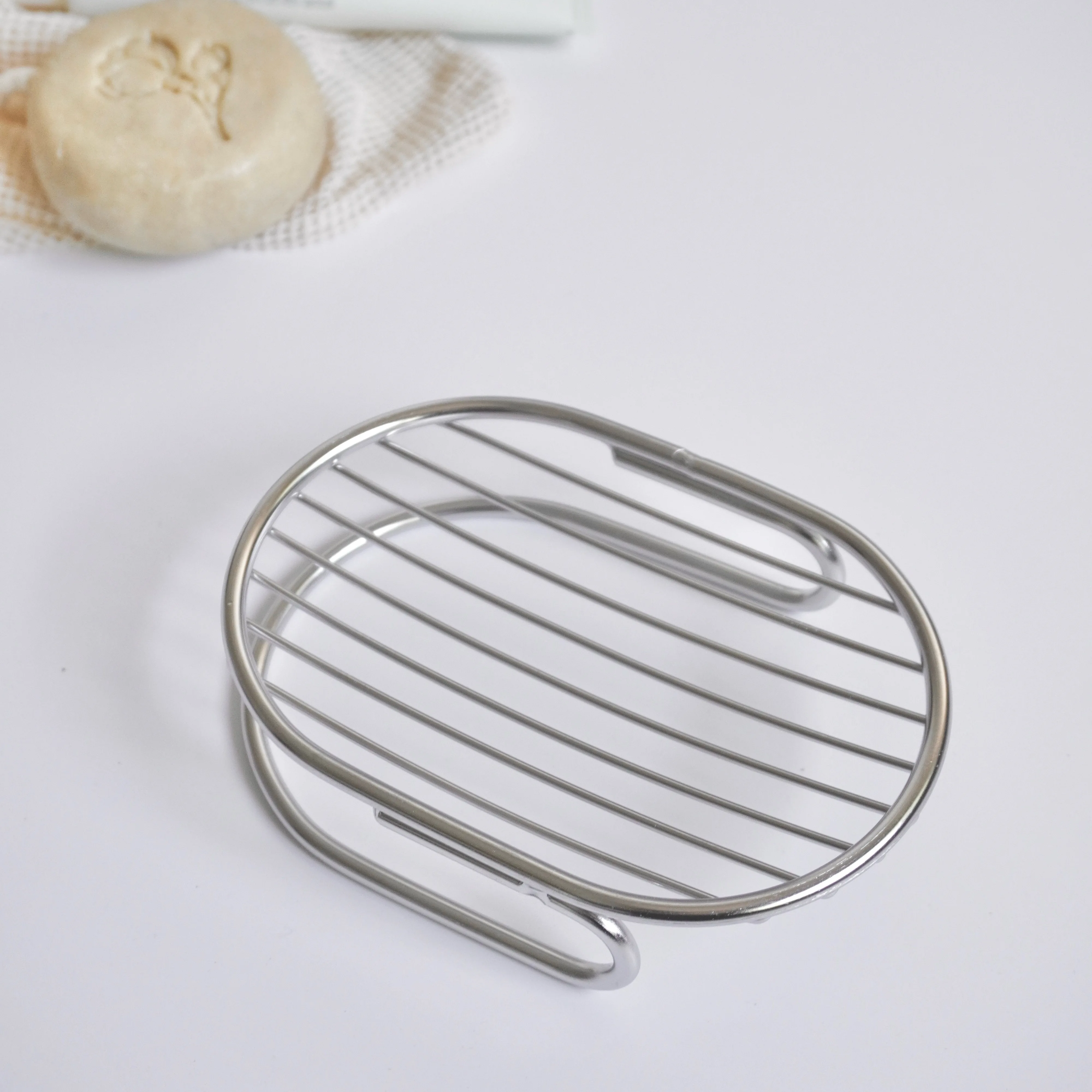 

Stainless Steel Bathroom Sink Countertop Soap Dish Sponge Holder Drain Rack Organizer