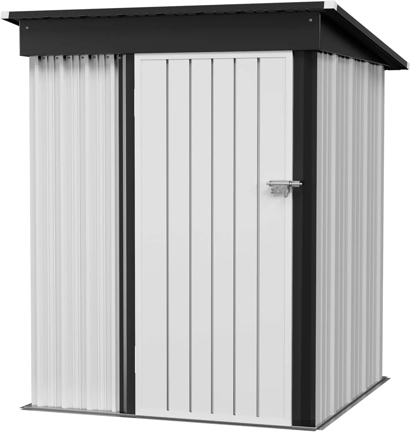 

Storage Shed Waterproof Metal Garden w/ Lockable Door Utility Tool Shed Outdoor Storage for Backyard, Patio (5 x 3 FT), White