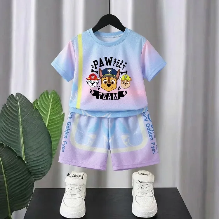 2026 Sommer Kinder Freizeitoutfits Atmungsaktives Mesh Kinder T-Shirt und Shorts Zweiteiliges Set PAW Patrol Jungen Basketballkleidung – Detail 6