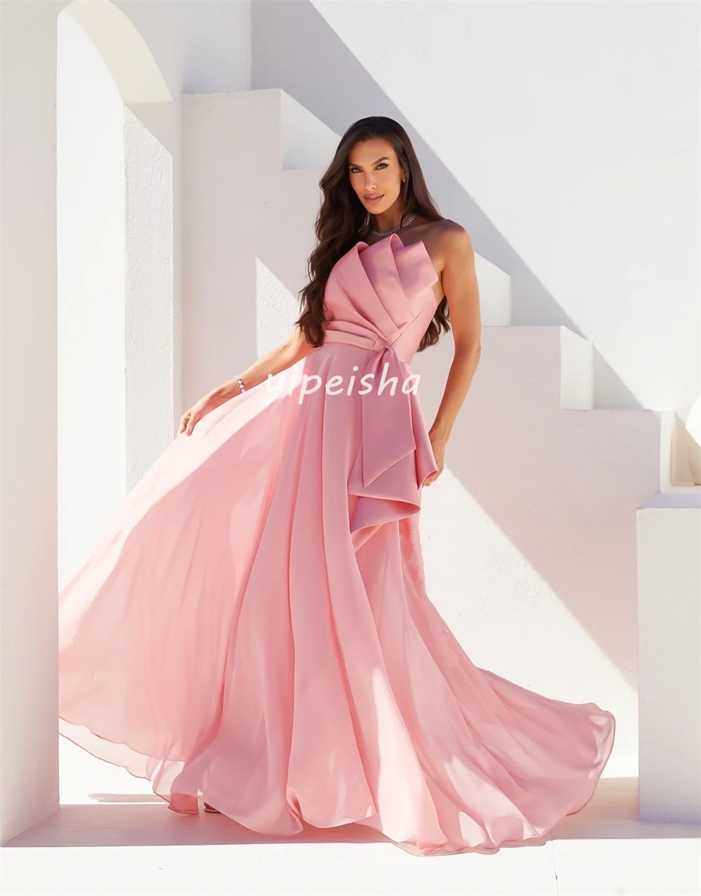 Abiti lunghi senza spalline a trapezio drappeggiati con pieghe classiche alla moda personalizzate Abiti da sera Taglie squisite disponibili formali