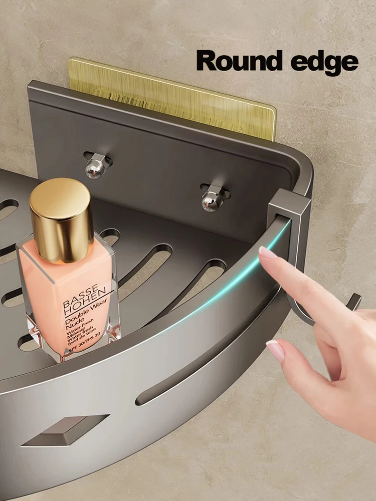 Wall Mount Toiletries Basket Storage Shelf Without Drilling Toilet Shower Shelf Bathroom Accessories Storage Unit For Bathroom