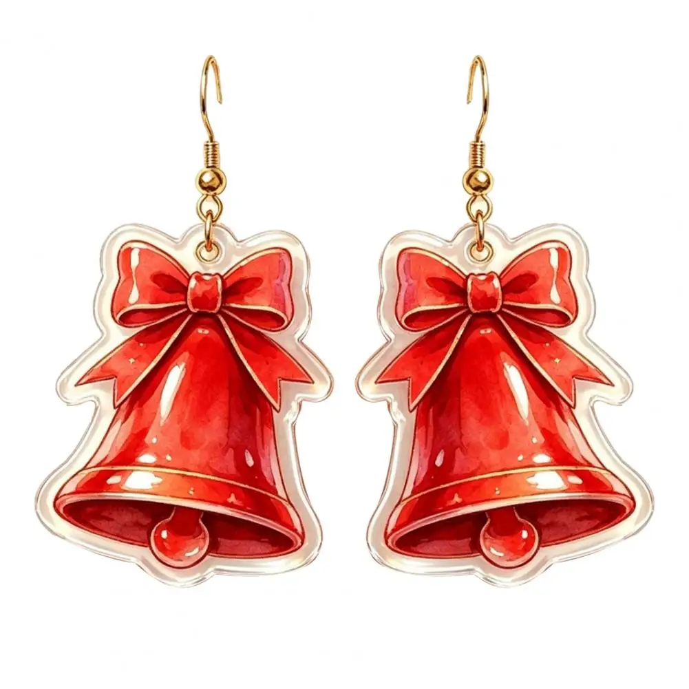 Unique Christmas Stocking Stuffers 1 Pair Acrylic Christmas Bell Earrings Lightweight Jingle Bell Dangle Jewelry for Women