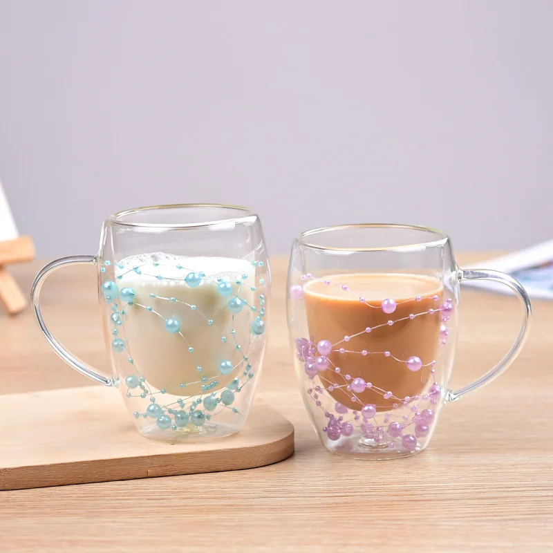 

Heatproof Double Wall Glass Cup, Borosilicate Coffee Mug with Handle, Insulated Home Water Glass for Hot Drinks