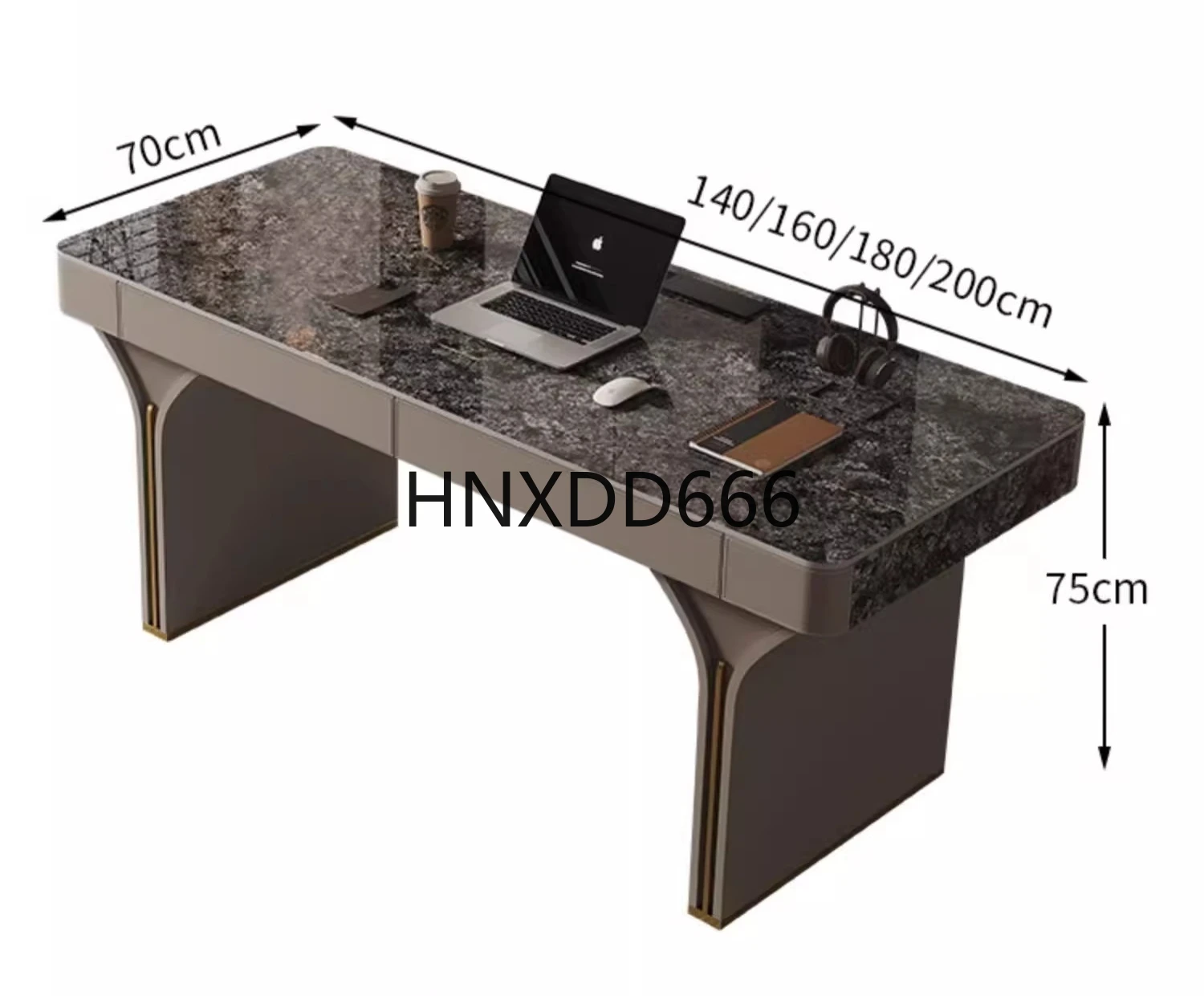 

Light luxury rock slab living room solid wood large long desk study desk with plug-in board