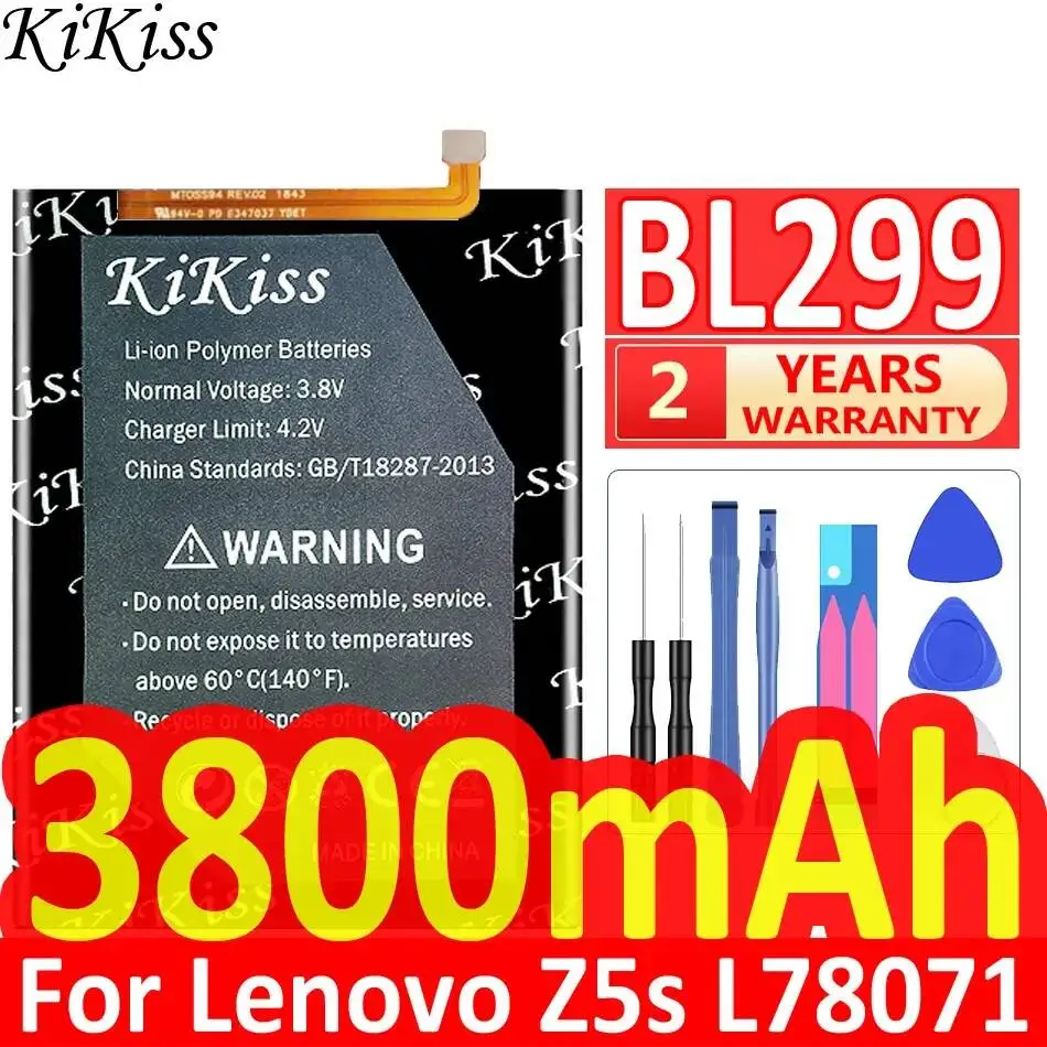 

Аккумулятор для мобильного телефона Lenovo Z5S L78071 6,3 дюйма BL299, быстрая зарядка, высокая совместимость, 3800 мАч