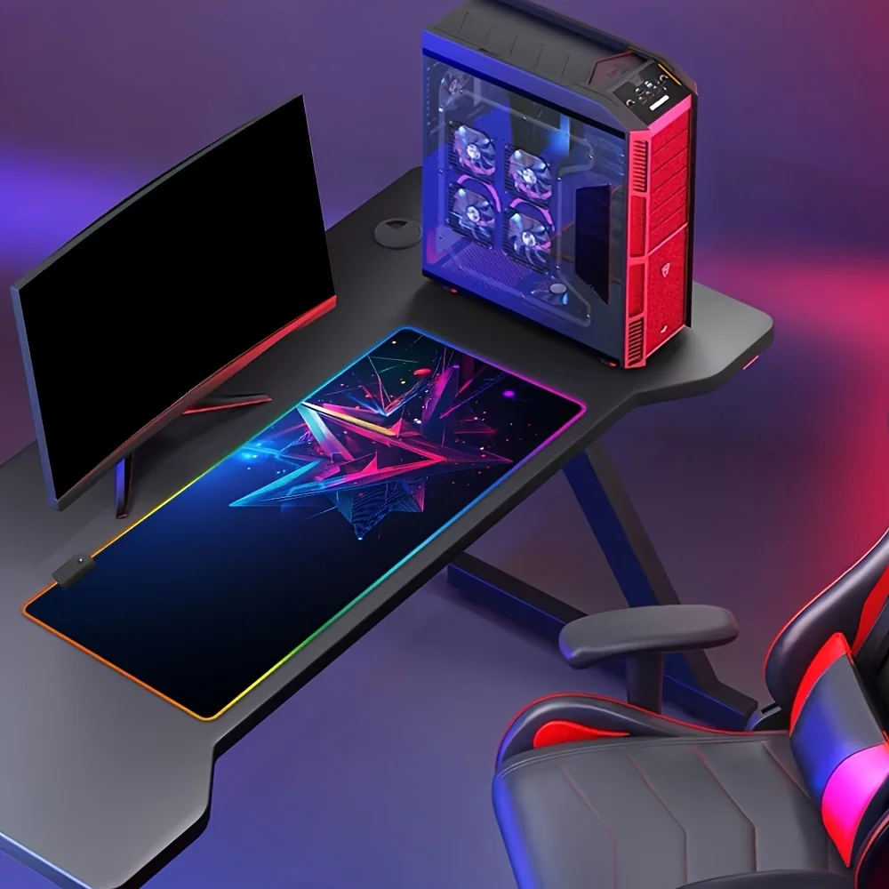 

Игровой коврик для мыши RGB - 14 режимов подсветки, сенсорное управление, расширенный мягкий коврик для клавиатуры, профессиональный коврик с противоскользящей резиновой основой