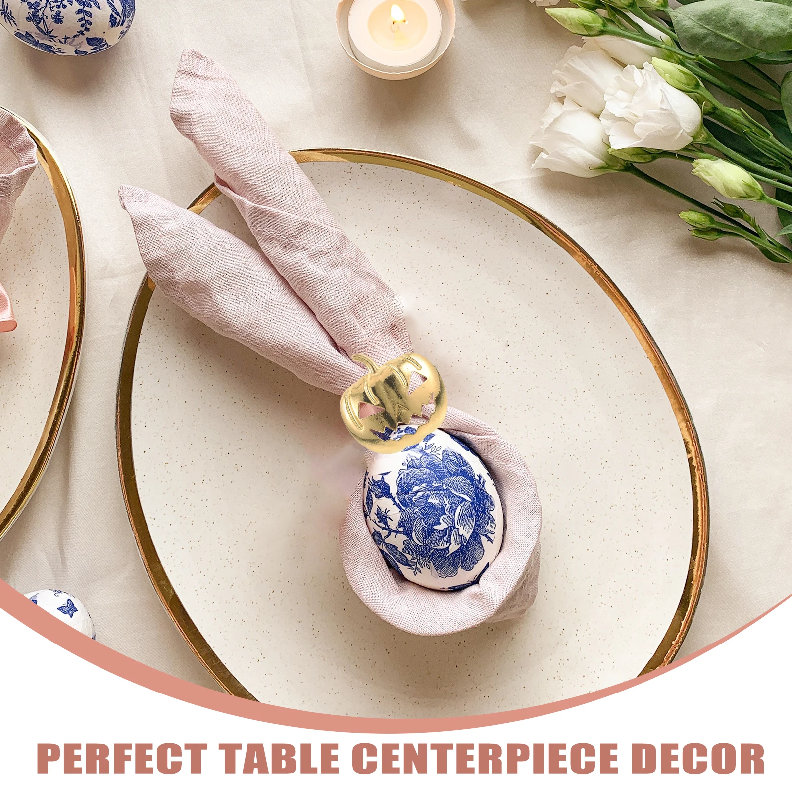 

6Pcs Pumpkin Napkin Rings Halloween Dining Decoration Pumpkin Napkin Holders Festive Table Adornments Halloween Table Adornments