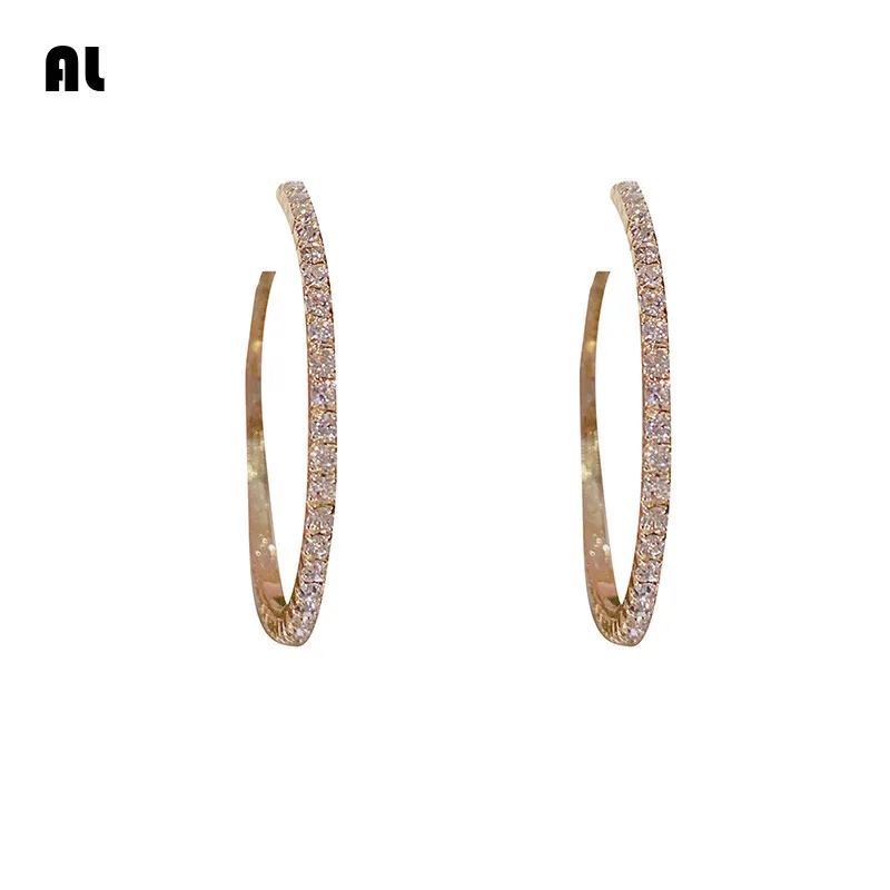 

New Fashion Rhinestone Crystal Hoop Earrings for Women Fashion Accessories Valentine's Day Anniversary Gift Jewelry Pendientes