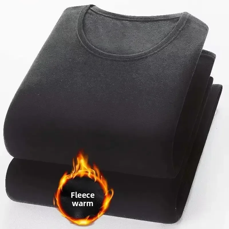 

Classic Versatile Warm Comfortable Slim Fit Men's Double Sided Flocking T-Shirt Autumn Winter Base Layer Shirt Male