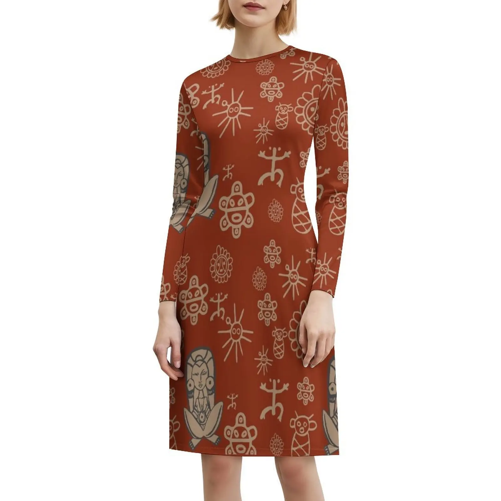 فستان Taino Tribute الكلاسيكي البوهيمي بأكمام منتفخة أو خيارات بدون أكمام للنساء فستان Taino Taino Tribe Taina Goddess Atabey #6