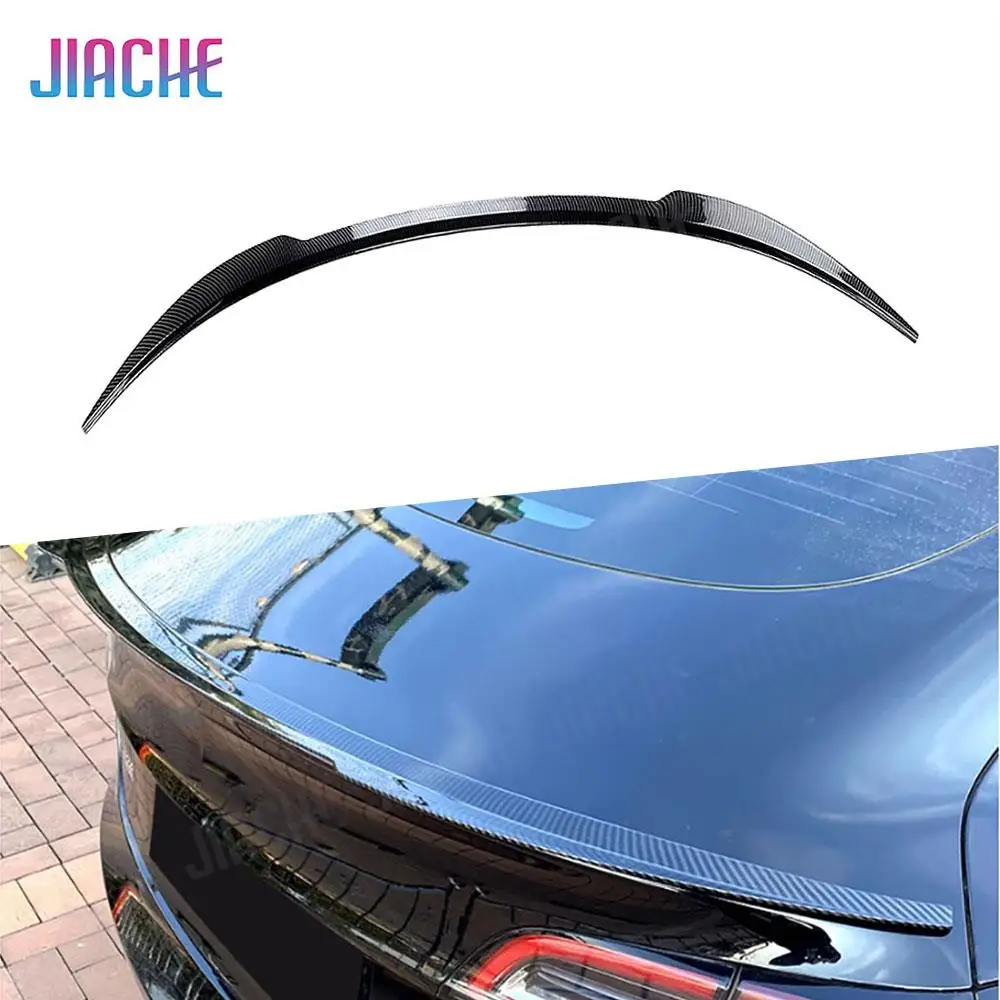 

ABS Black Rear Spoiler Wing For Tesla Model 3 Max Car Accessories Rear Trunk Wing Spoiler ABS Carbon Look Rear Roof Spoiler