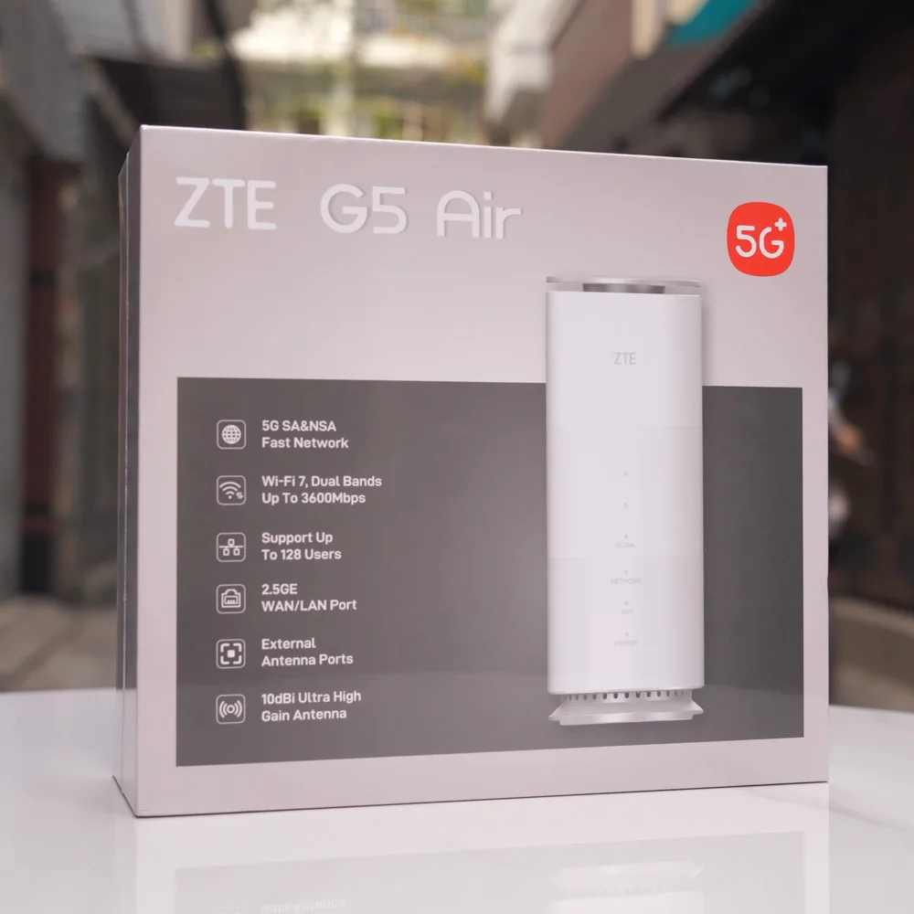 Unlocked ZTE G5 Air MC8510D Router Wi-Fi 7 BE3600 128 Devices 10dBi 2 5GE Port 5G NR CA 3GPP R16 4G LTE CAT19 Sim CPE Router