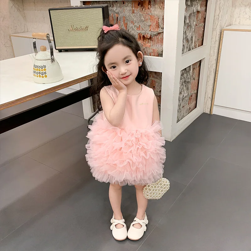 Dudu Skirt 2024 Spring and Autumn New Cake Skirt Children's Treasure Summer Vest Fluffy Princess Dress Fashion