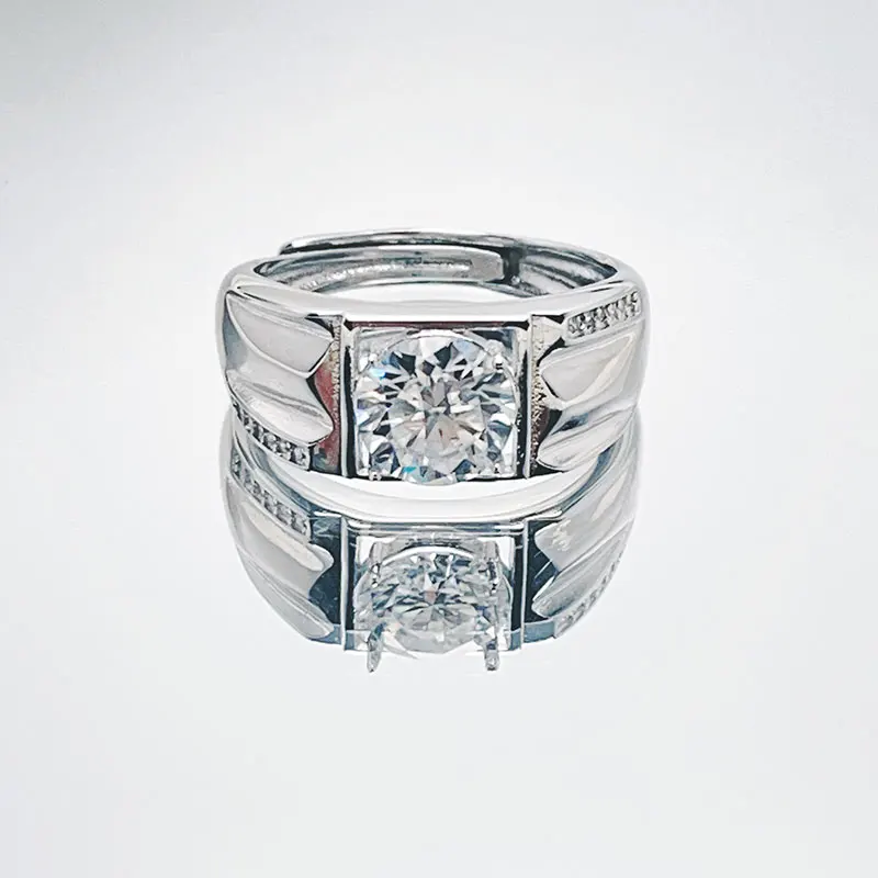 

Classic Gentleman 925 Silver 2ct Moissanite Solitaire Wedding Ring D Color VVS 1ct Moissanite 925 Silver jewelry