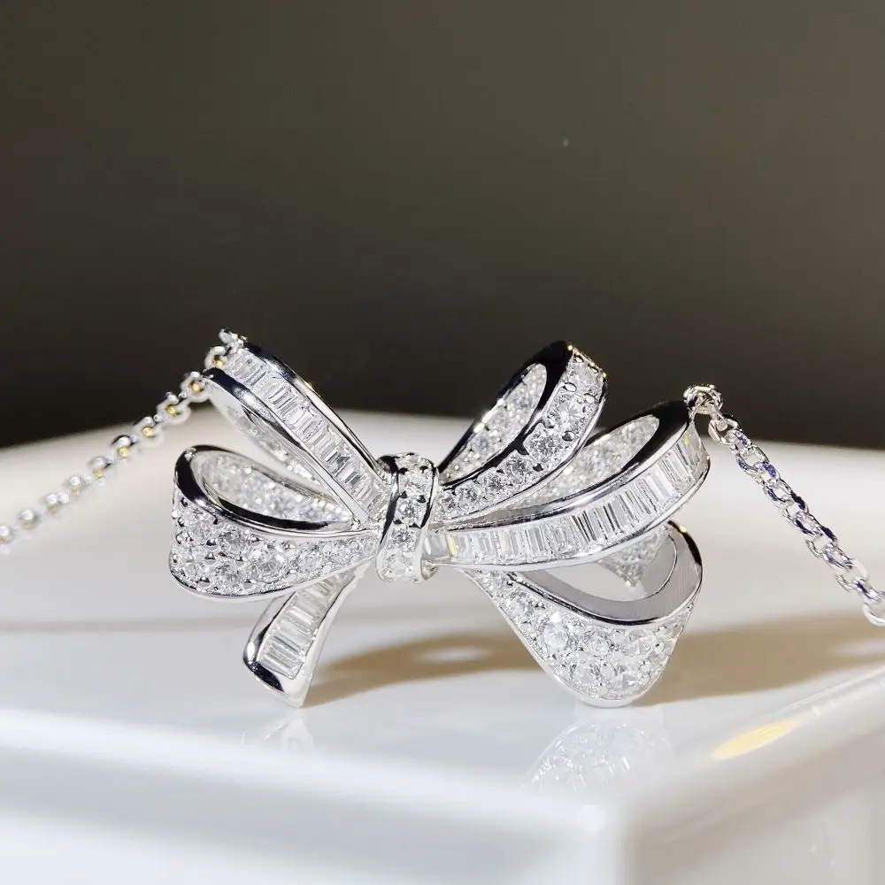 PT950 platinum butterfly necklace with full diamonds, heavy-weight collar chain pendant, by an acclaimed designer