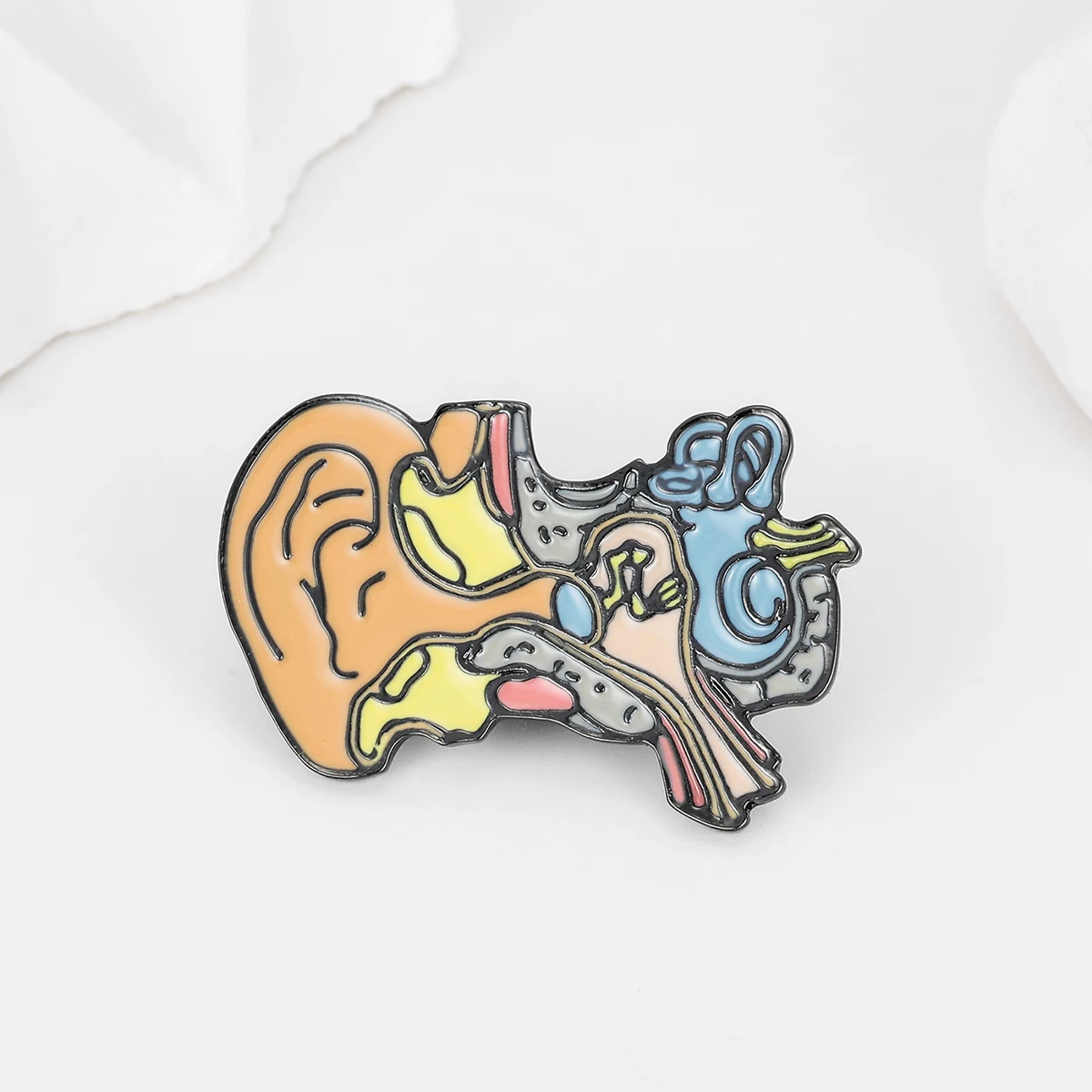 Harong Otolaryngology Ear Enamel Pin Brooch Medical Cochlea Lapel Lanyard Coat Badge Gifts for Doctor Nurse Student