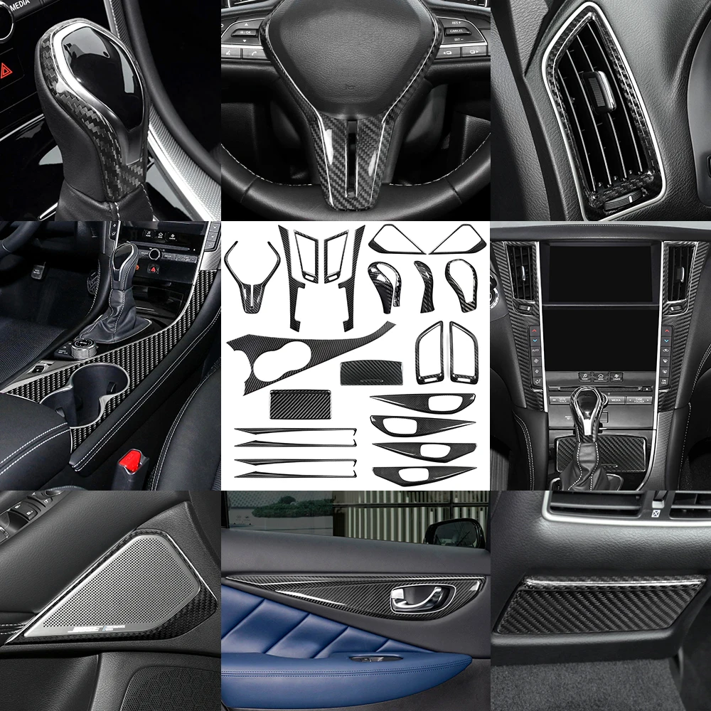 

Equipment Smart Library Shasha Carbon Fiber Gear Shift Cup Dashboard Air Outlet Door Handle Panel Interior Accessories For Infin