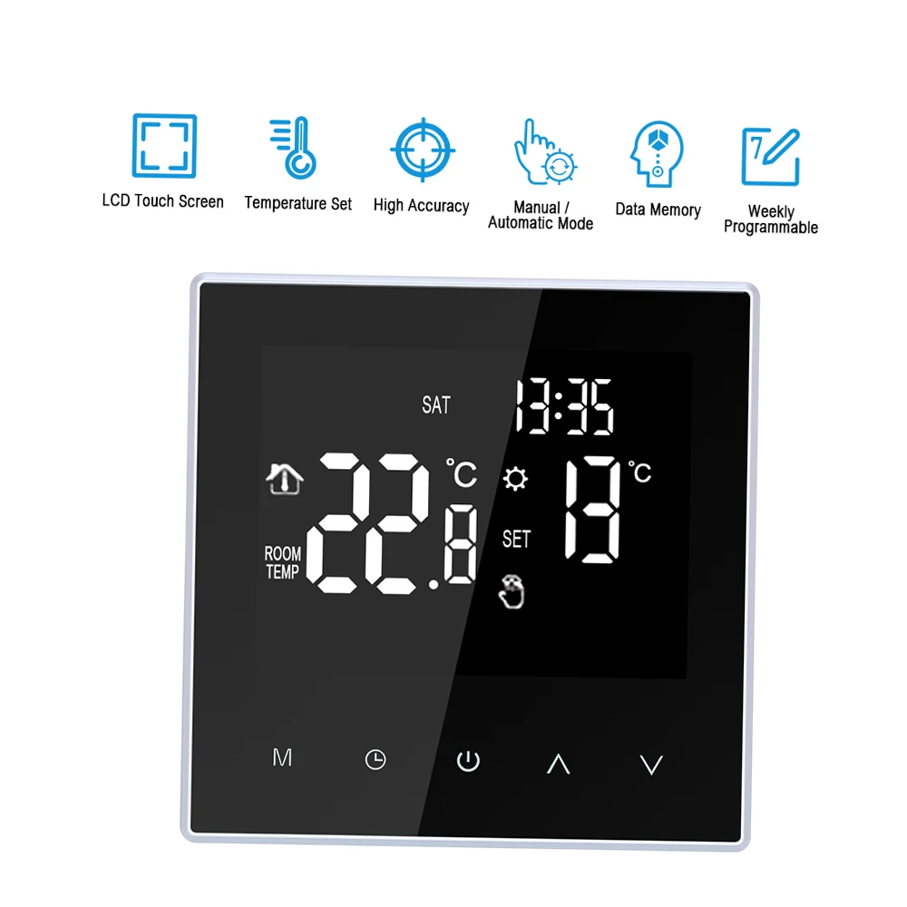 16A Not Wi-Fi Smart Thermostat Digital Temperature Controller Weekly Circulation Programmable Electric Underfloor Heating LCD