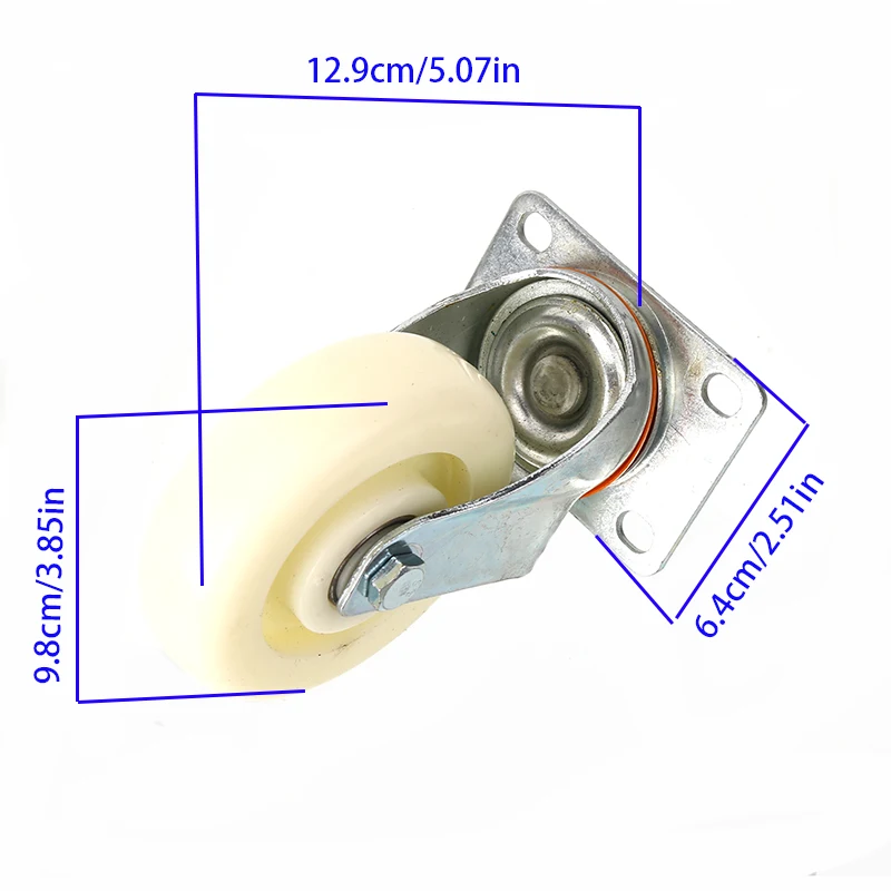 عجلة عالمية مقاس 4 بوصات من Premium Boutique - بناء نايلون منخفض الجاذبية ودعامة PP للصامتة #3