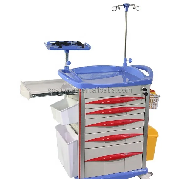 Best Price Hospital Furniture Cheap Nurse Cart Emergency Treatment Hospital Trolley ABS Emergency Trolley For Hospital