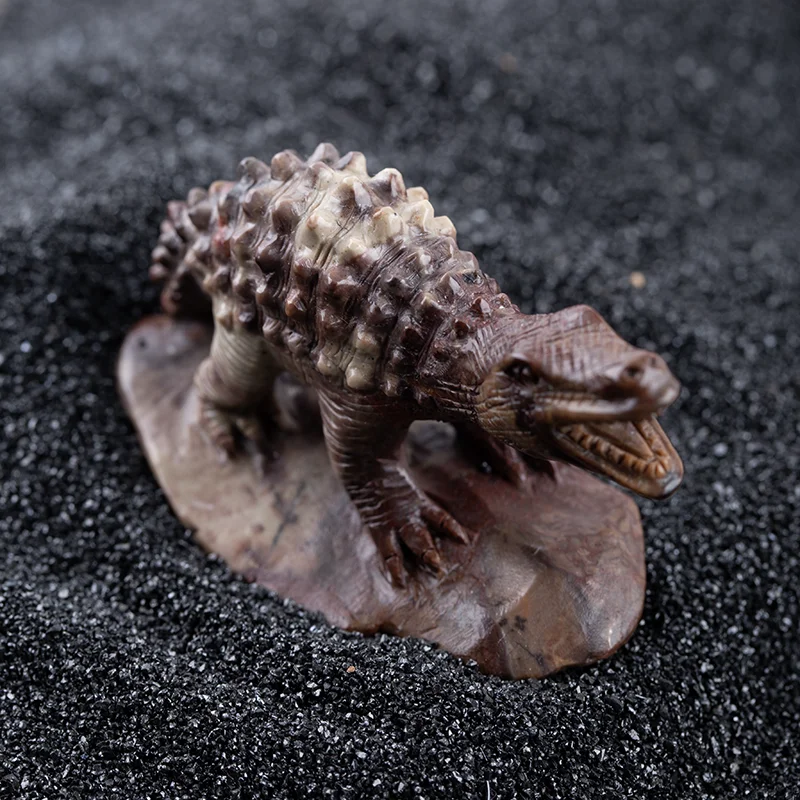 Unique Textured Natural Material Dinosaur Carving - Handcrafted T-Rex Statue Gif