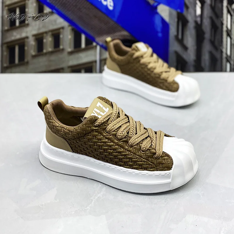 

Кроссовки, повседневные мужские дизайнерские классические туфли с открытым носком, модные кожаные дышащие кроссовки на платформе с увеличенной высотой