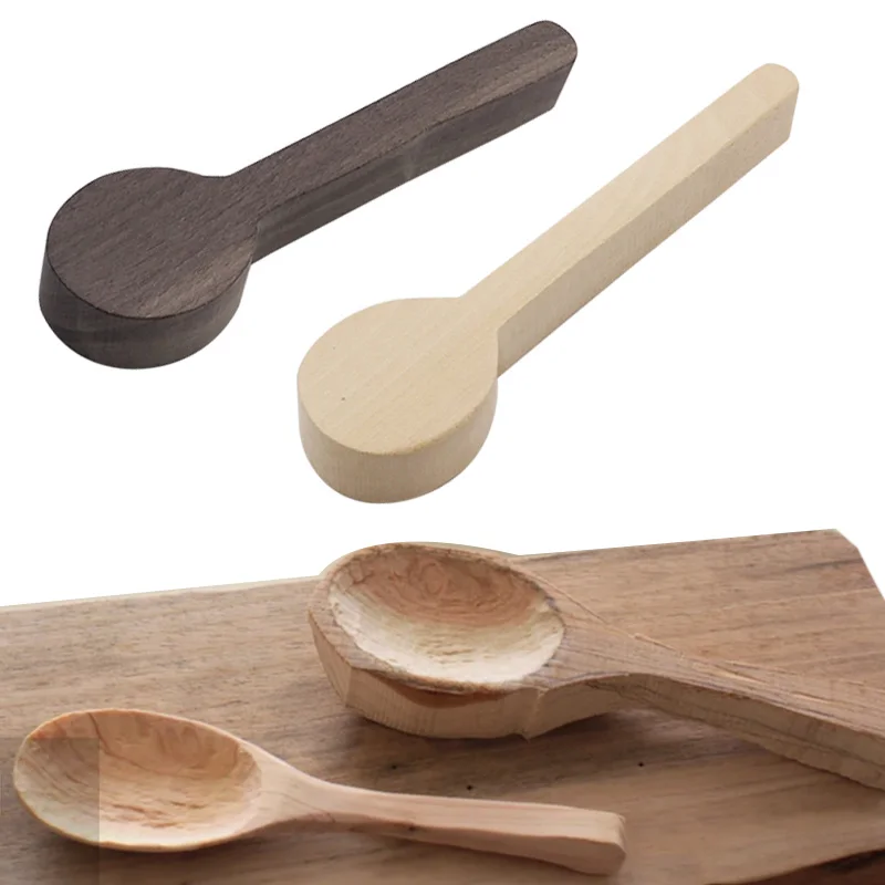 DIY Wood Carving Spoon Blank Basswood /Beech /Walnut Wood Unfinished Wooden Craft Whittling Kit Semi-Finished Timber Spoon Mould