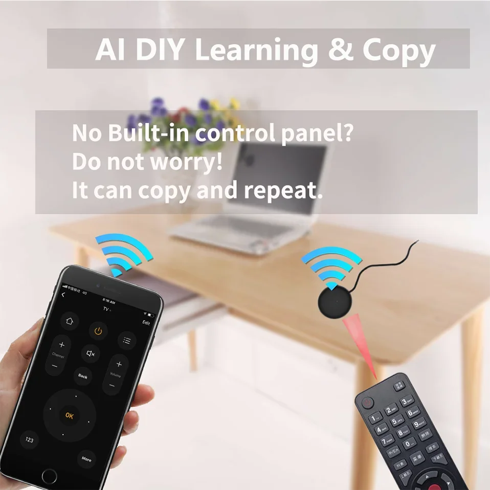 Control remoto WiFi IR para aplicación de hogar inteligente, Control remoto SmartLife para TV, DVD, AUD, AC, funciona co