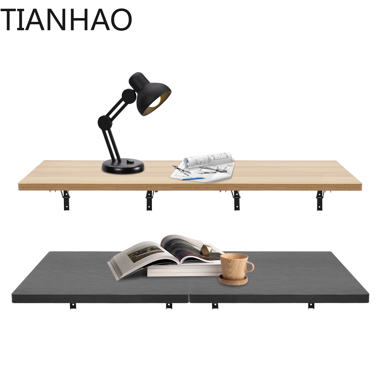 2PCS Wall Mounted Workbench Foldable  Table 120cm*58cm for Workshop Garage Office Home