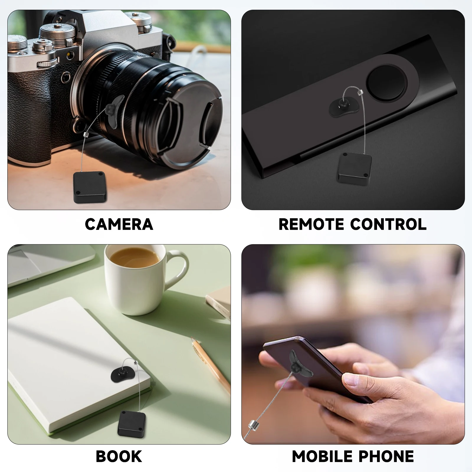 

2Pcs Black Automatic Retractable Steel Wire Rope Lock Security Cable Remote Control Hardware Theft Proof AntiLost Security Cable