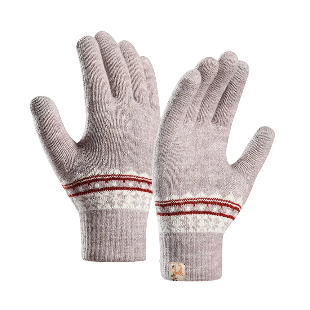 Fashion Warm Winter Knitted Gloves Thickened Fleece Touch Screen Gloves Windproof Soft Cycling Gloves for Men Women