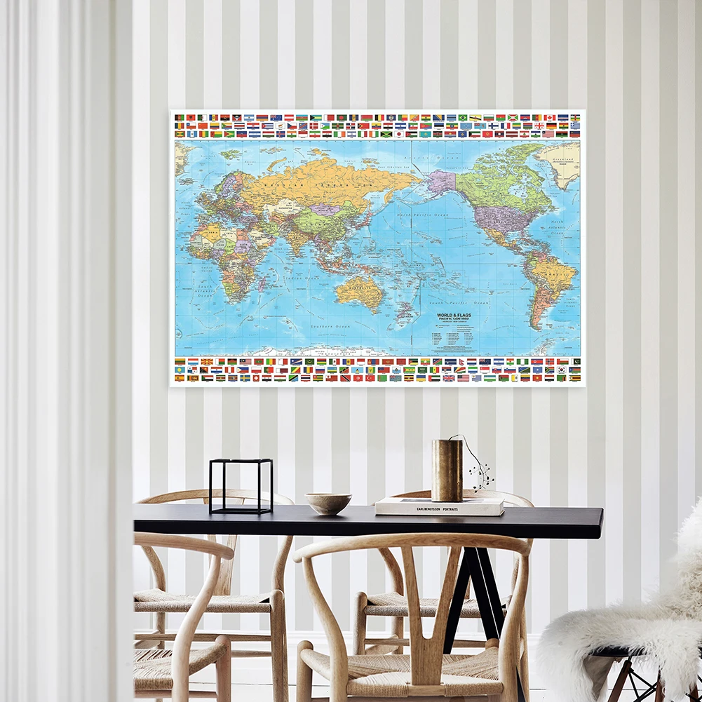 The World Map Decorativo Quadro Pendurado, Gráfico de Parede, Decoração, Material Escolar, Imagem Pôster, 120x80cm, 2012