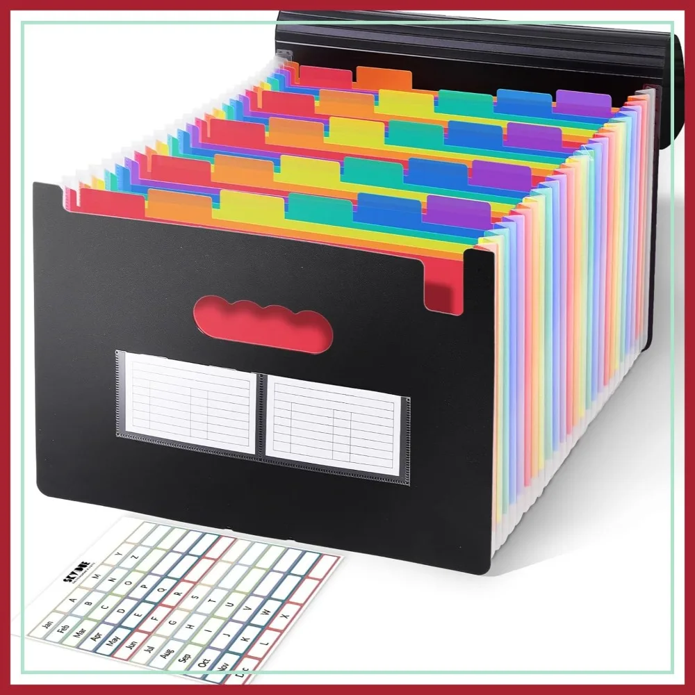 

26 Pocket Accordion File Organizer with Labels, Expanding Folder for A4/Letter, Home Office Document Management