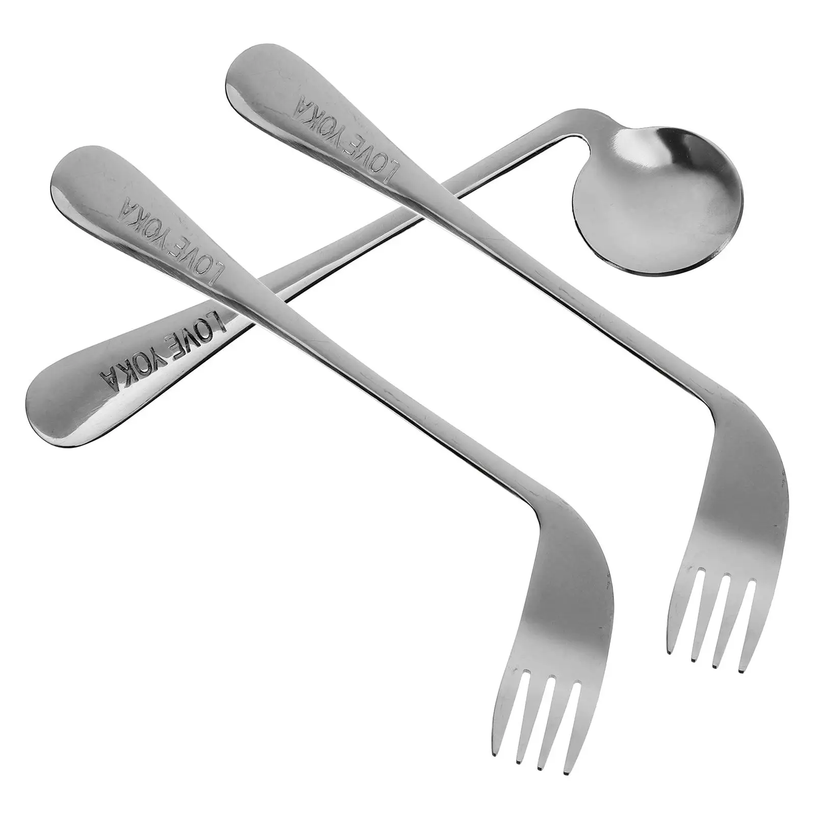 

Elbow Spoon Fork Condiment Drawer Products Spoons Assistive Angled Metal Portable Baby