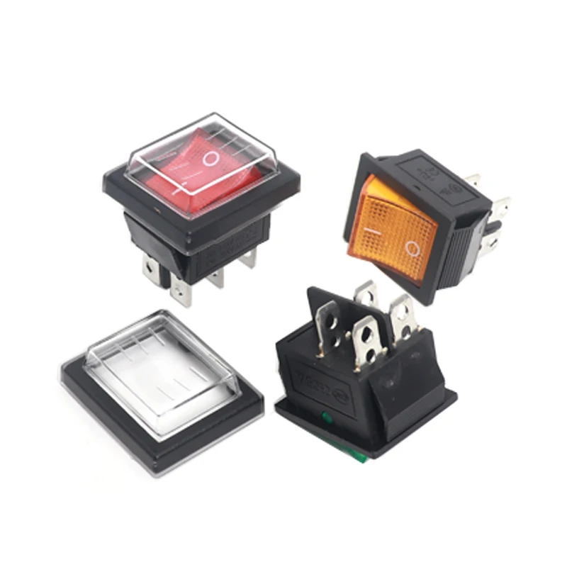 【5PCS】6Pin 4Pin Light KCD4 Rocker Switch On Off  With Led 16A 250V 220V 20A For 2 Position 220 230V Lamp 10A