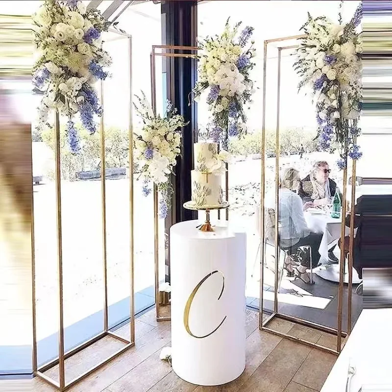 2m square gold metal arch frame wedding flower stand backdrop wedding decoration