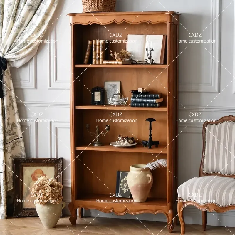 Solid Wood Bookcase Living Room Floor Storage Cabinet Integrated Shelving Unit No Assembly Required Customizable Design