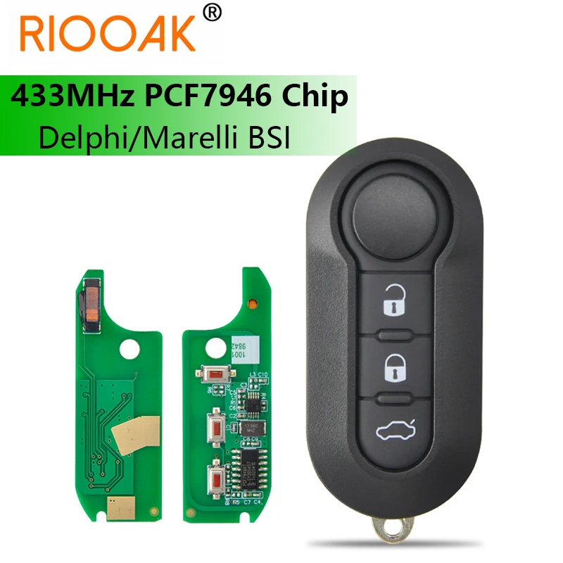 

Car Remote For Fiat 500 Doblo Qubo Grande Punto 2006-2013 Marelli / Delphi BSI System 433.92ASK PCF7946 ID46 Replace Smart Key